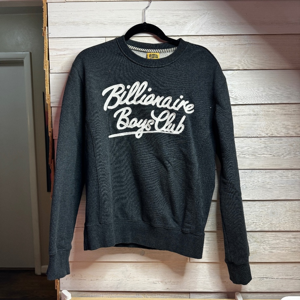 Bilionaire Boys Club BBC Grey Embroidered Crewneck Sweatshirt
